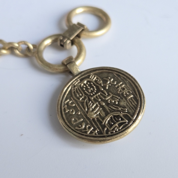 Stella & Dot Heritage Charm Coin Necklace & Bracelet Set - Vintage Gold - Picture 8 of 9